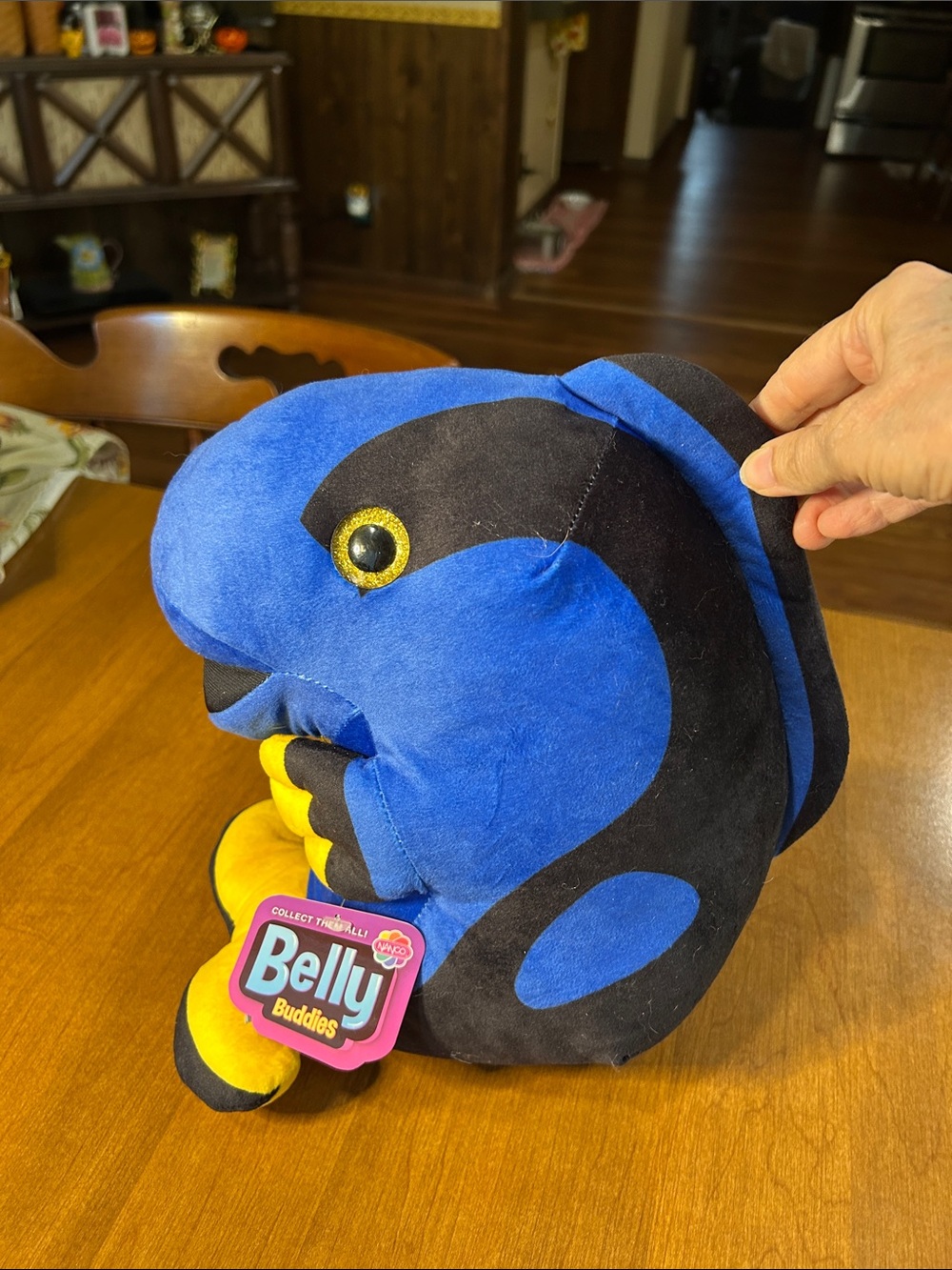 Belly Buddies Plush Fish Toy - Blue & Black